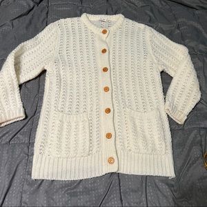 Jeana sweater off white wooden button down open knit size medium